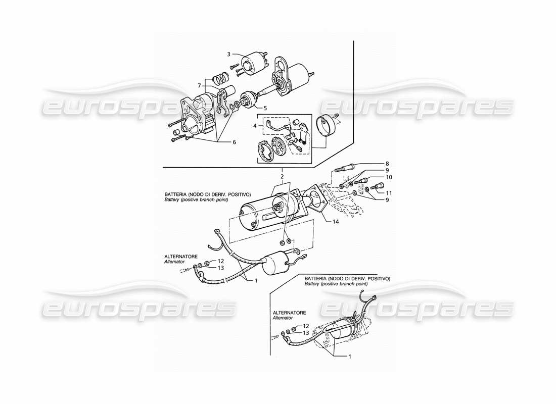 maserati ghibli 2.8 (abs) motore di avviamento diagramma delle parti