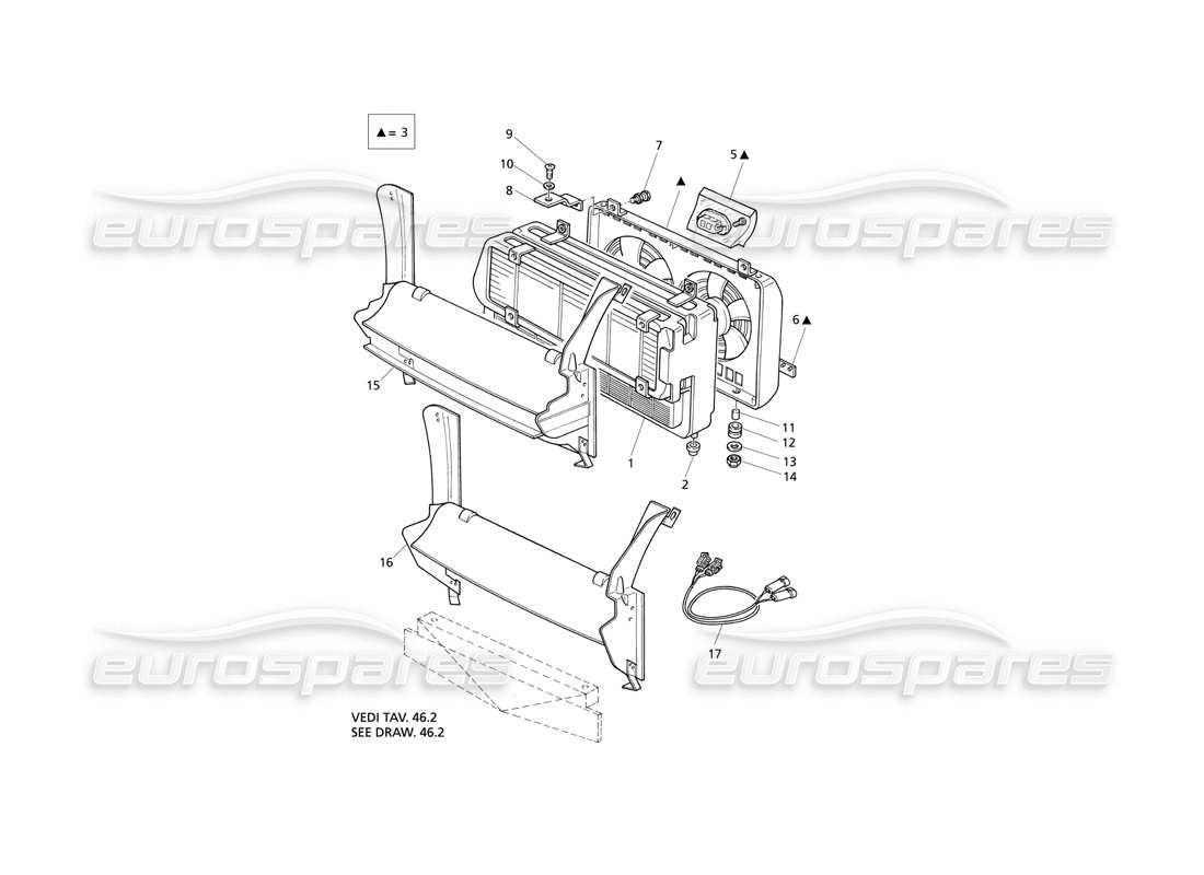 maserati qtp v6 evoluzione radiatore e ventole di raffreddamento diagramma delle parti