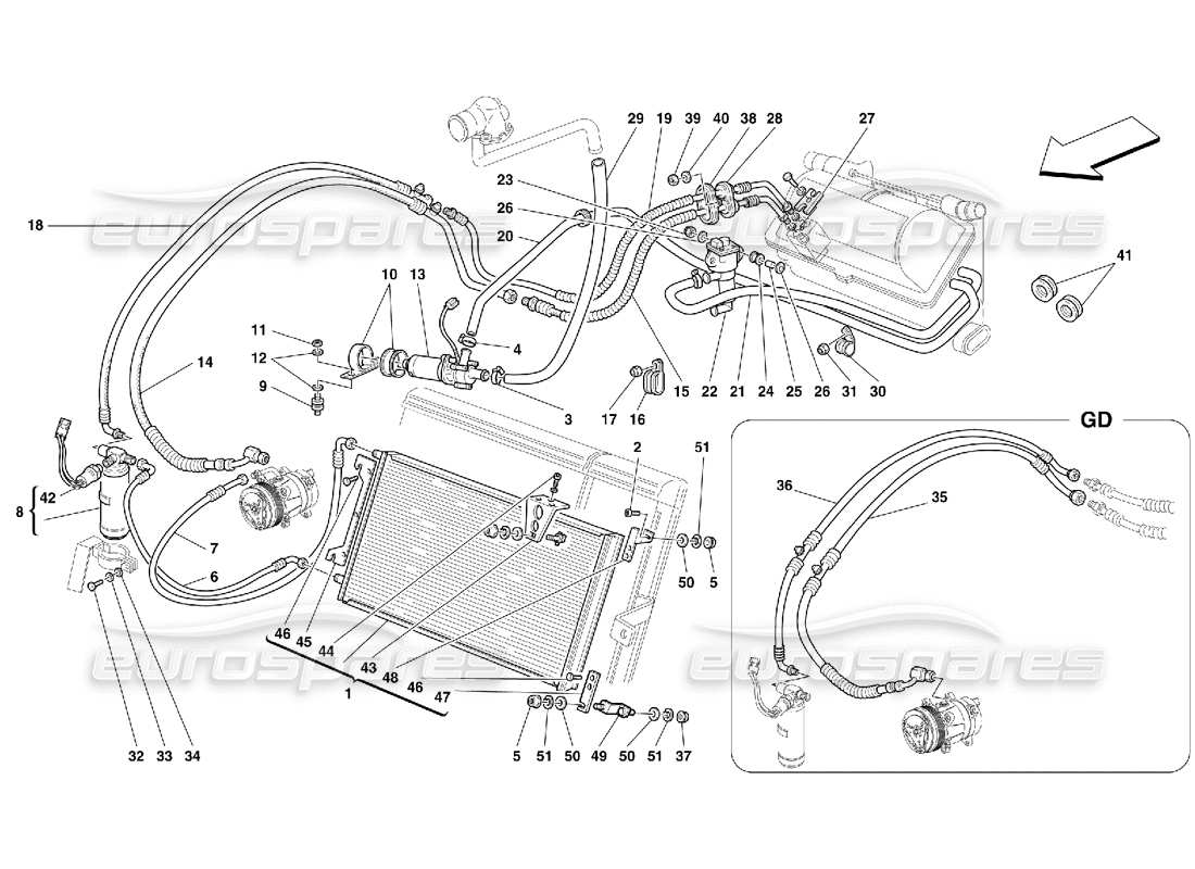 ferrari 456 gt/gta impianto aria condizionata -vale dall'ass. no. 20879 diagramma delle parti