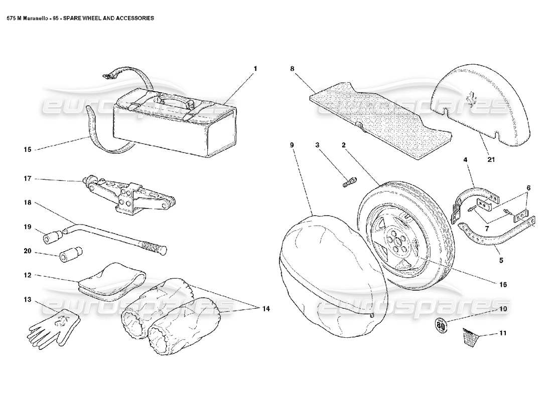 ferrari 575m maranello ruota di scorta e accessori schema delle parti