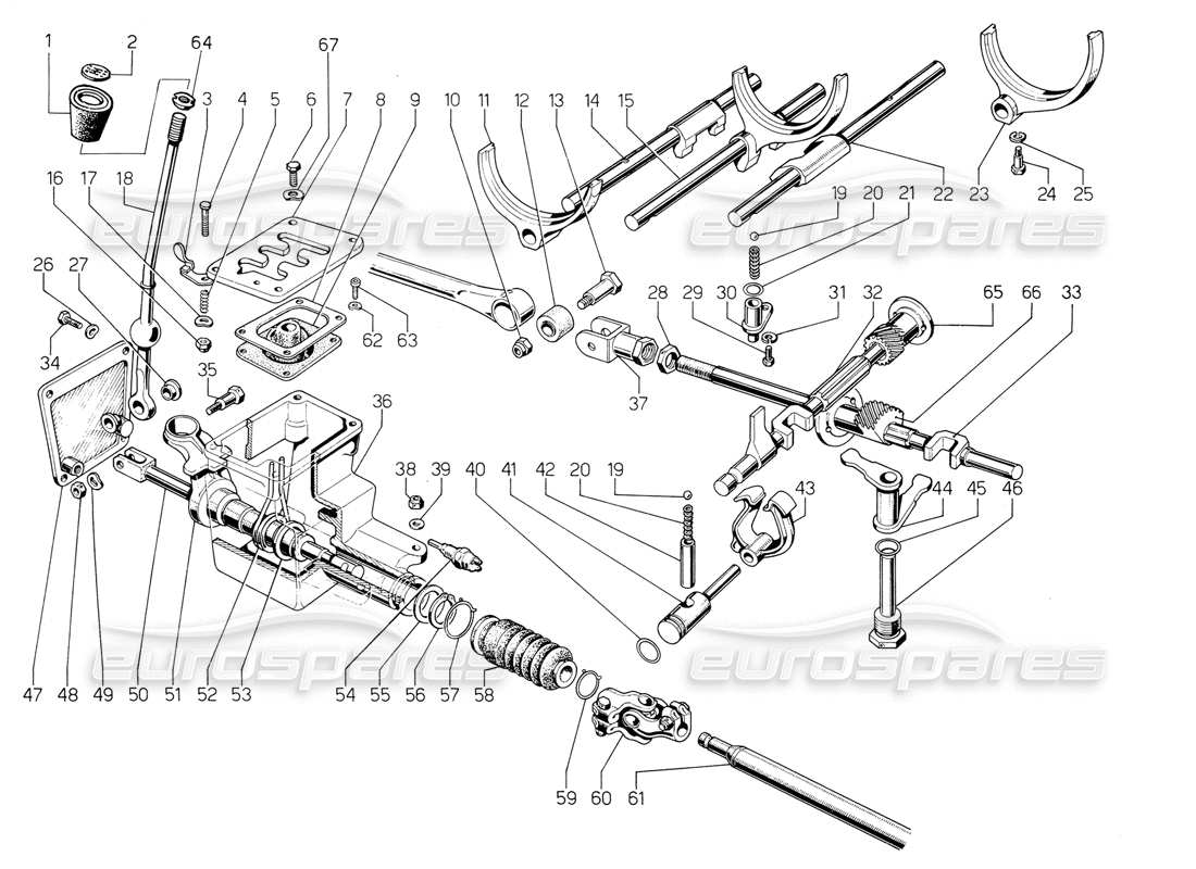 lamborghini jalpa 3.5 (1984) leva del cambio diagramma delle parti