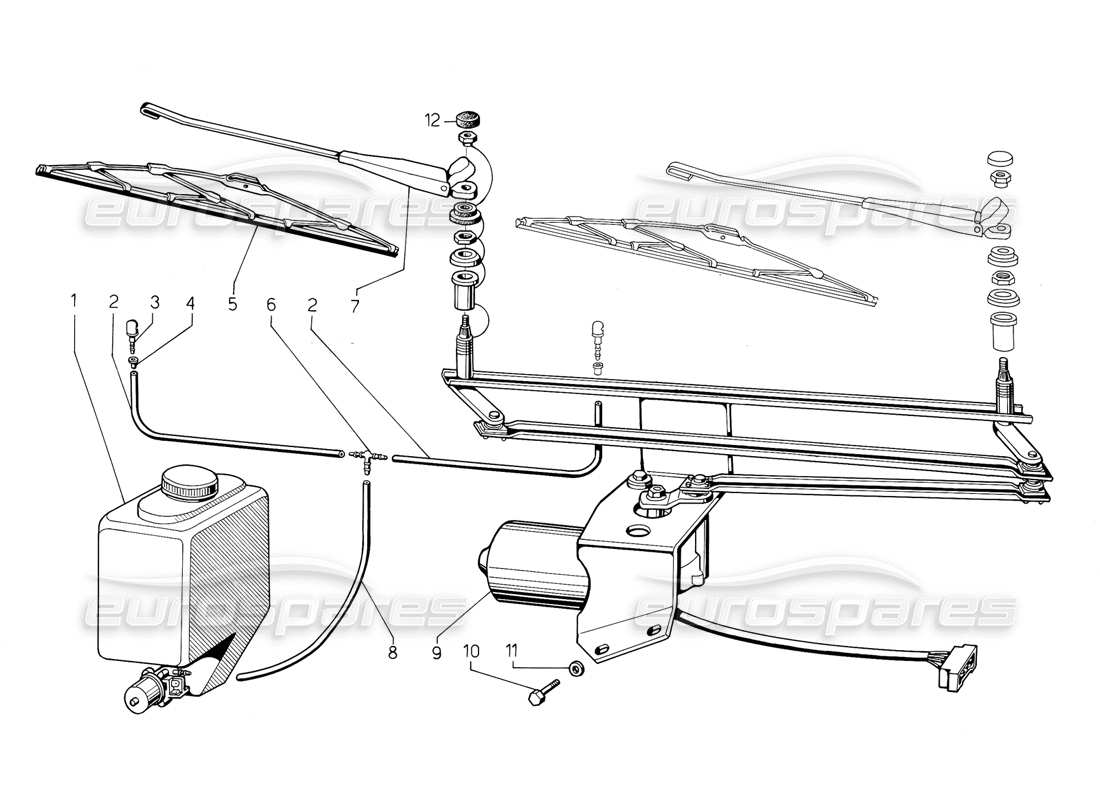 lamborghini jalpa 3.5 (1984) tergicristallo diagramma delle parti