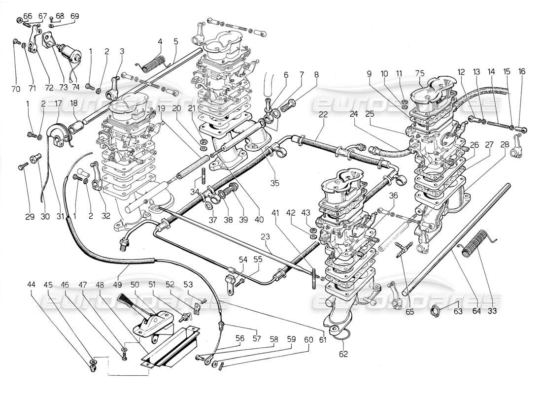 lamborghini jalpa 3.5 (1984) sistema di alimentazione carburante diagramma delle parti