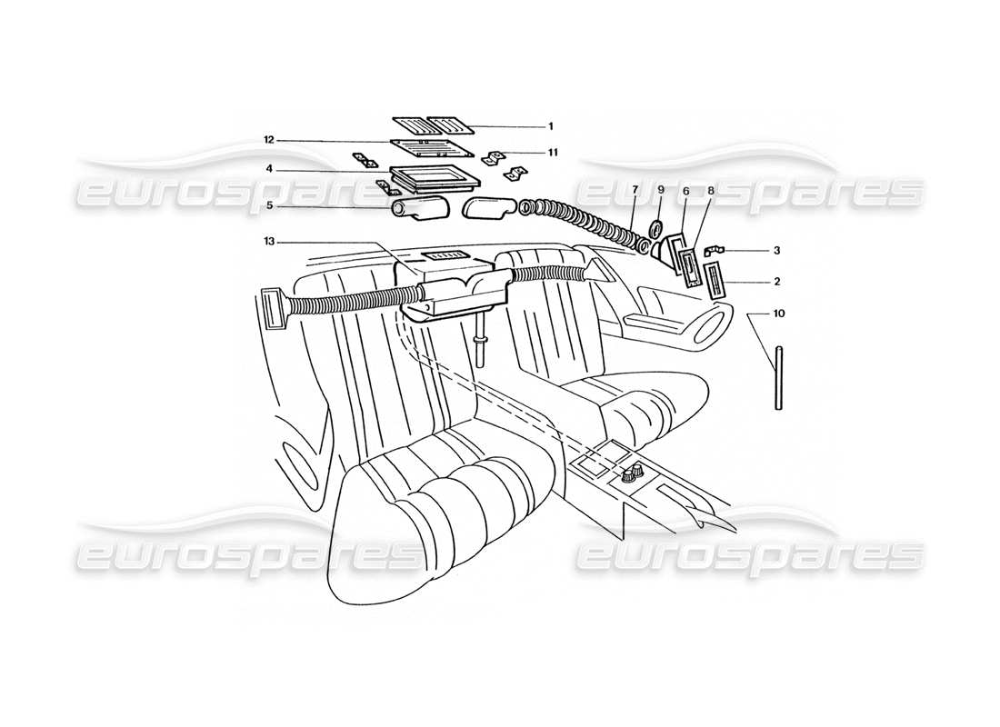 ferrari 400 gt / 400i (coachwork) diagramma delle parti della matrice del riscaldatore posteriore