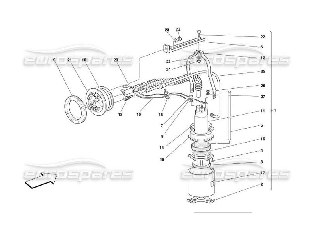 ferrari 550 barchetta schema delle parti della pompa del carburante