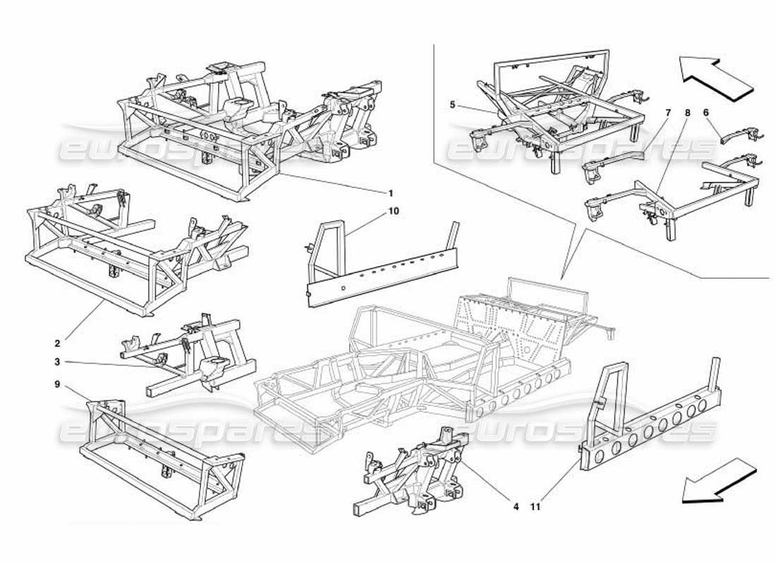 ferrari 550 barchetta diagramma delle parti del telaio e delle strutture