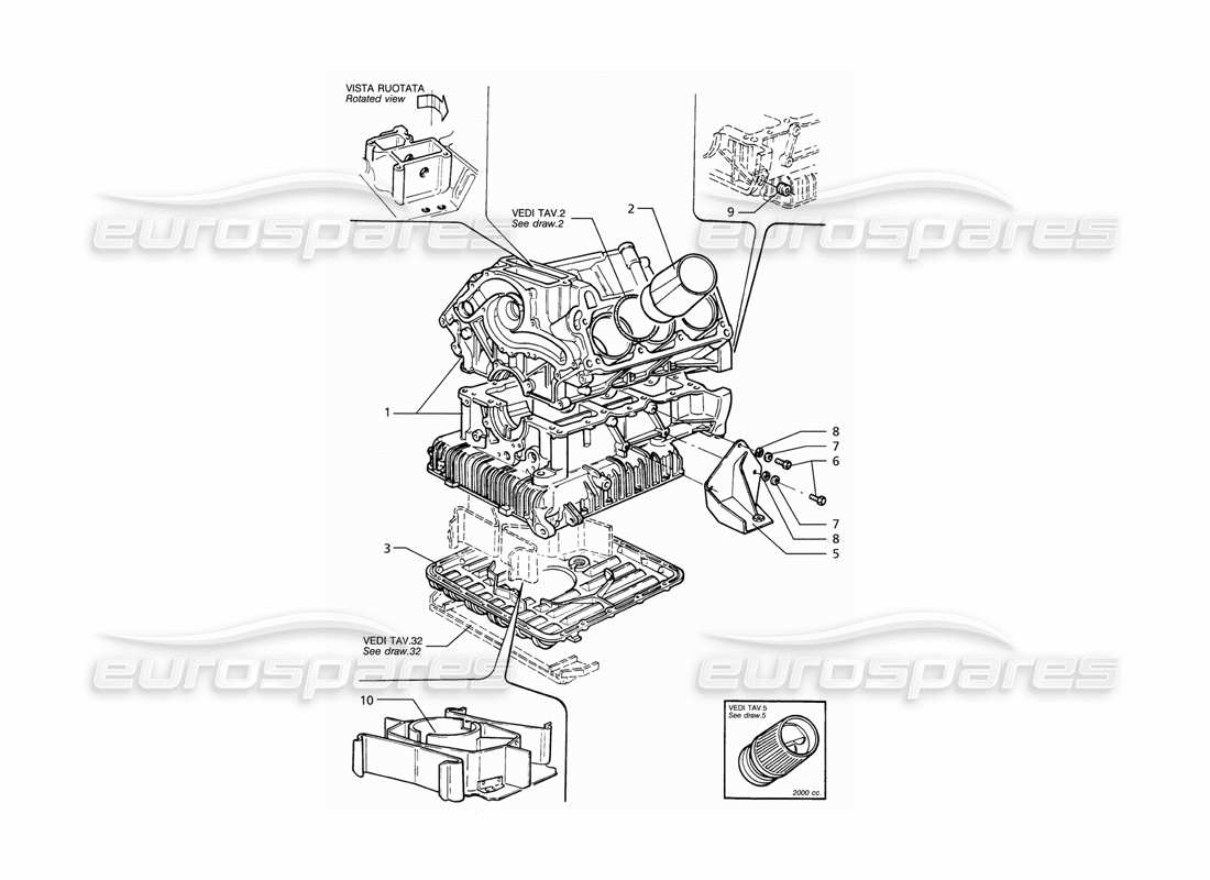 maserati ghibli 2.8 gt (variante) blocco motore e coppa dell'olio diagramma delle parti