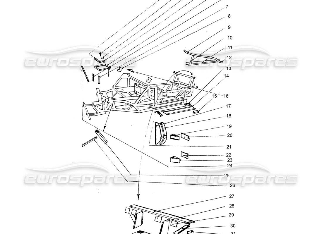 ferrari 365 gtb4 daytona (coachwork) pannelli interni diagramma delle parti