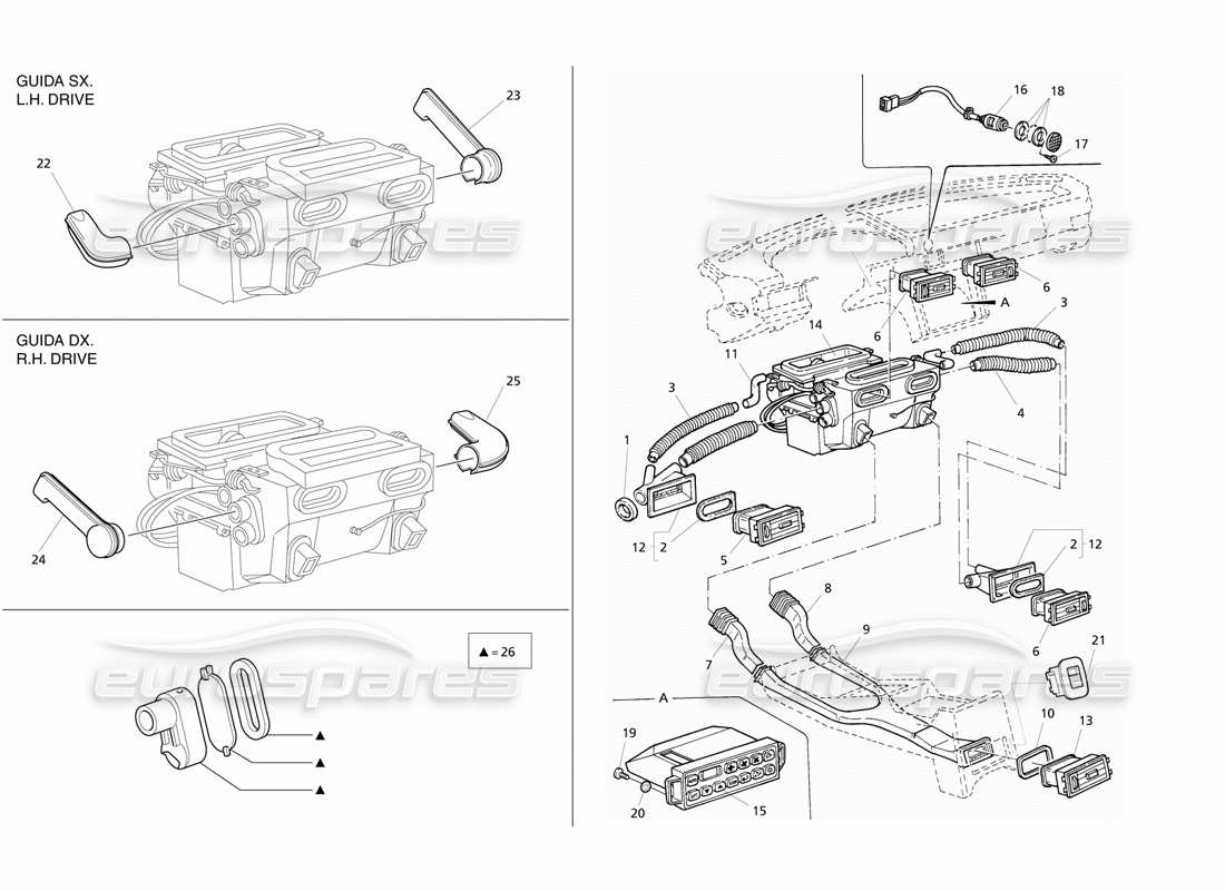 maserati qtp v8 evoluzione ventilazione dell'abitacolo diagramma delle parti