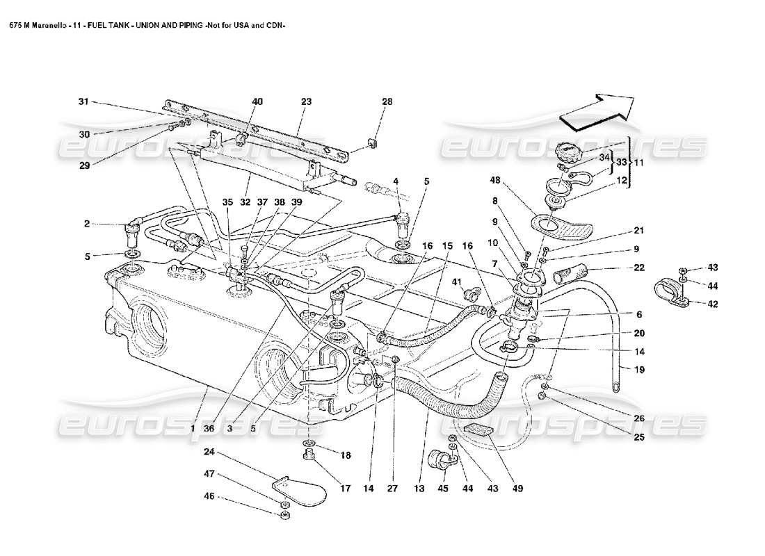 ferrari 575m maranello raccordo e tubazione del serbatoio del carburante non per usa e cdn diagramma delle parti