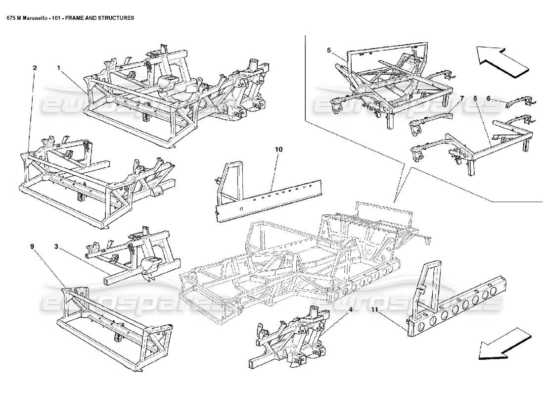 ferrari 575m maranello diagramma delle parti del telaio e delle strutture