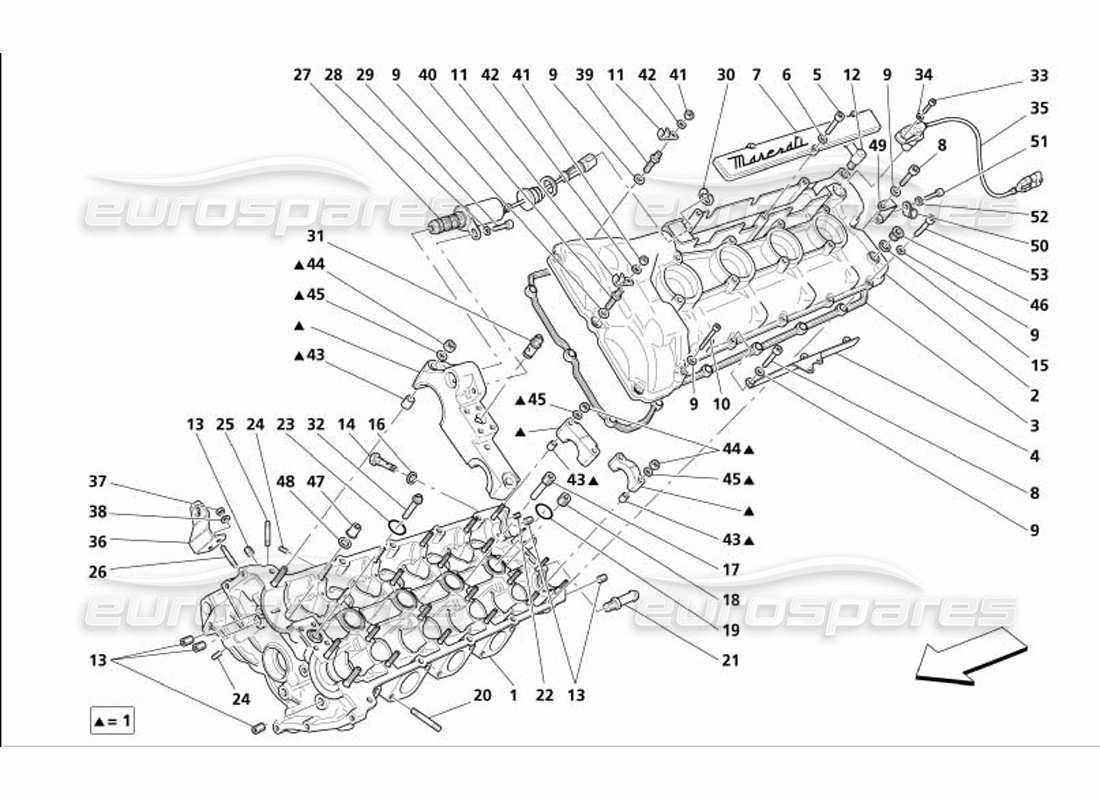 maserati 4200 coupe (2005) diagramma delle parti della testata del cilindro sinistra