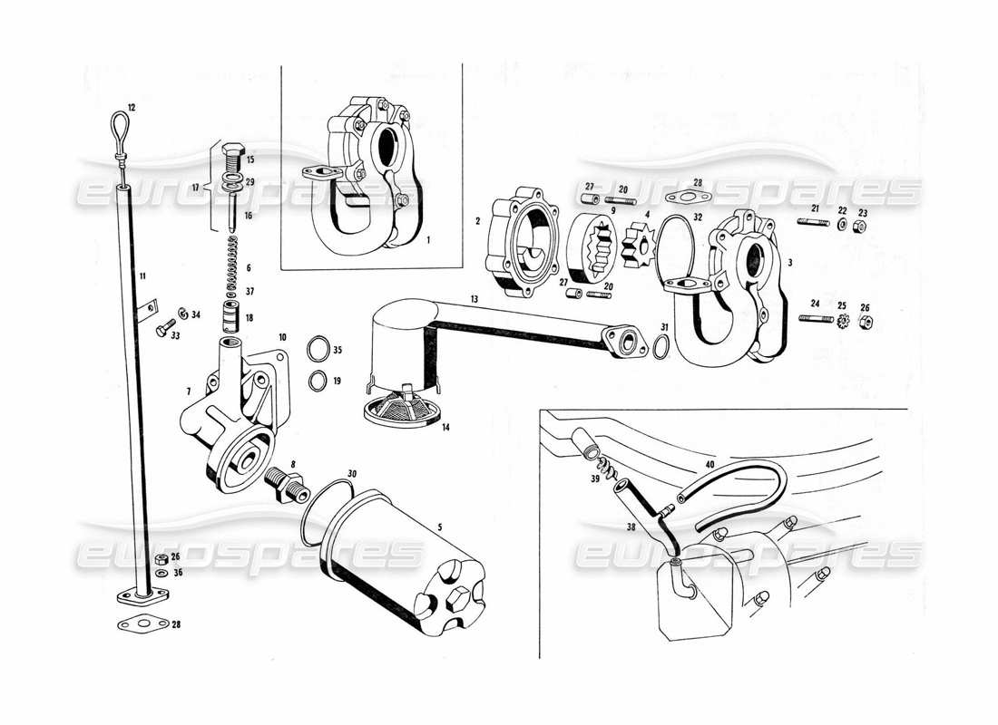 maserati indy 4.2 diagramma delle parti della pompa dell'olio e del filtro