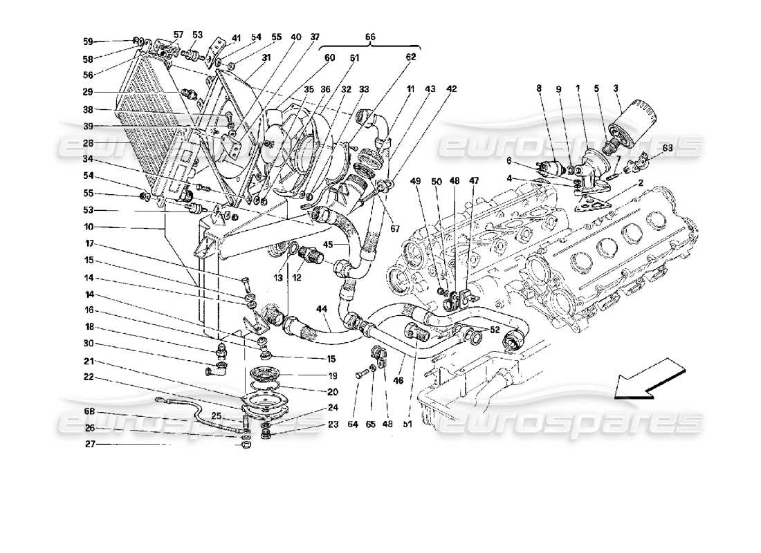 ferrari mondial 3.4 t coupe/cabrio diagramma delle parti del sistema di lubrificazione