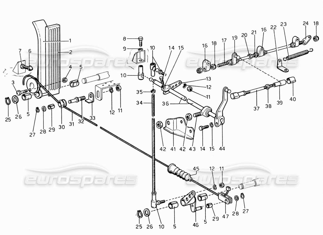 ferrari 206 gt dino (1969) diagramma delle parti della tabella di controllo dell'acceleratore