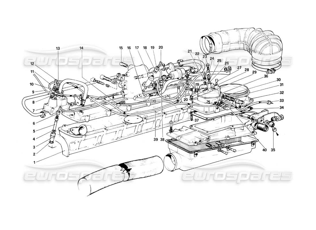 ferrari 400i (1983 mechanical) sistema di iniezione del carburante: distributori di carburante, diagramma delle parti delle linee