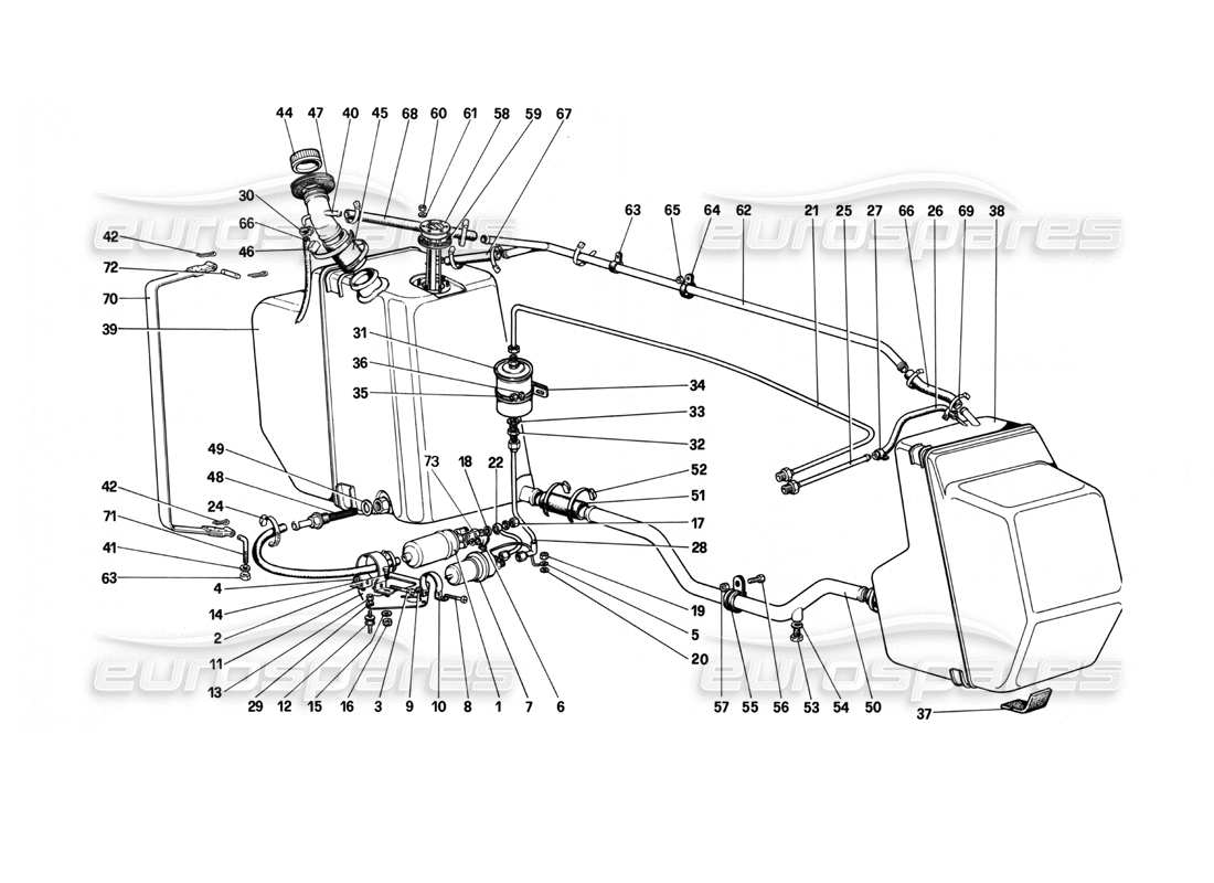 ferrari 208 turbo (1982) pompa carburante e tubi diagramma delle parti