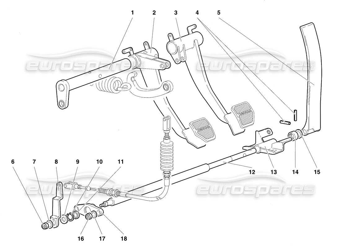 lamborghini diablo vt (1994) pedali (valido per versione rh d. - aprile 1994) diagramma delle parti