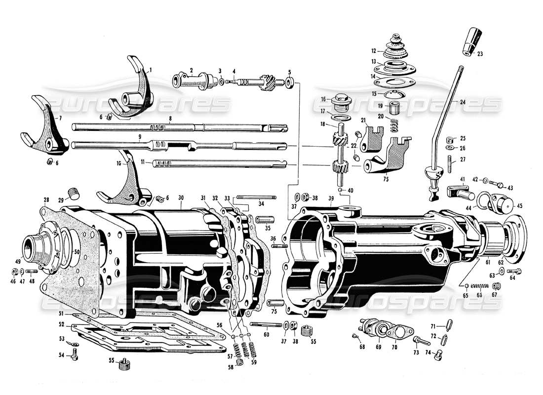 maserati mistral 3.7 alloggiamento della trasmissione (s5 17) diagramma delle parti