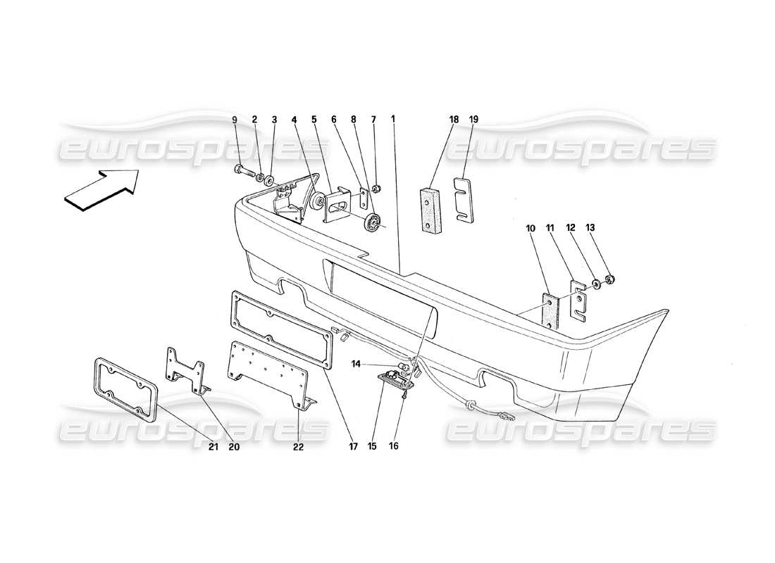 ferrari 348 (1993) tb / ts schema delle parti paraurti posteriore