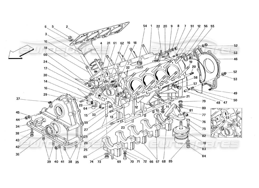 ferrari 348 (1993) tb / ts schema delle parti del basamento