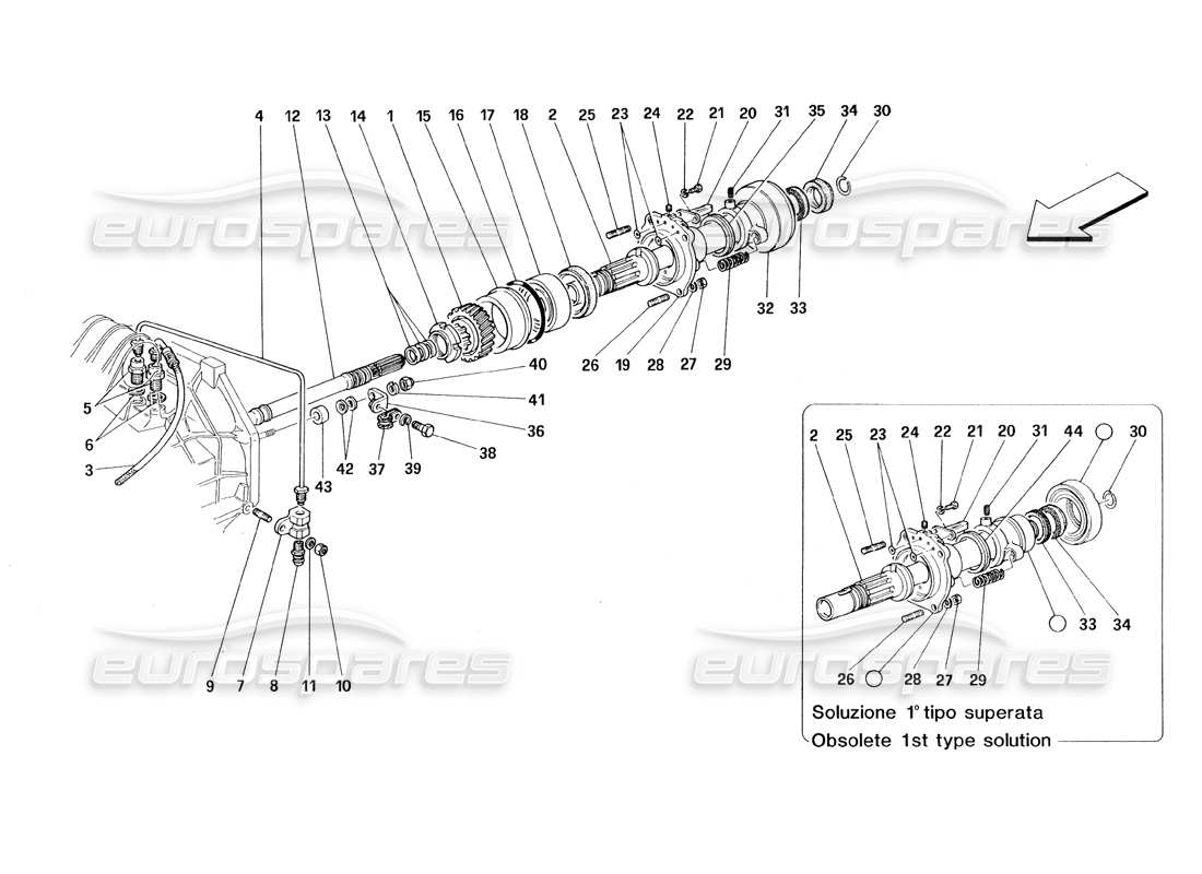 ferrari 348 (1993) tb / ts frizione: schema delle parti dei controlli