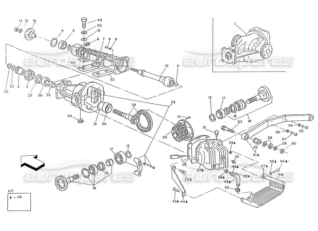 maserati ghibli 2.8 (non abs) differenziale con radiatore diagramma delle parti