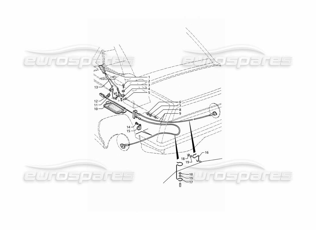 maserati ghibli 2.8 gt (variante) diagramma delle parti del controllo del freno a mano