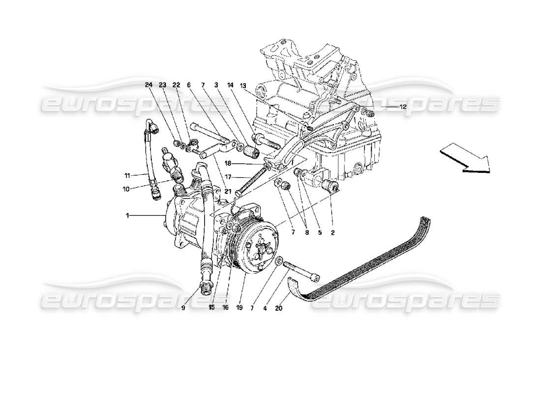 ferrari mondial 3.4 t coupe/cabrio compressore dell'aria condizionata diagramma delle parti