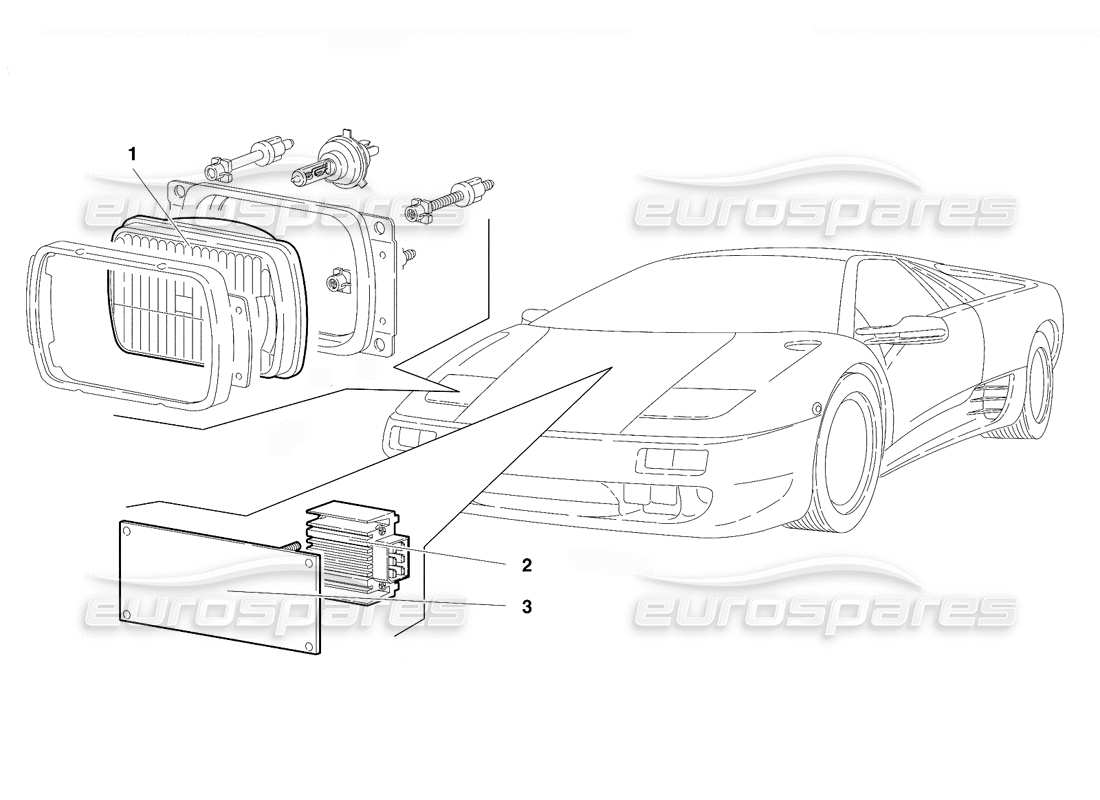lamborghini diablo vt (1994) luci (valido per versione rh d. - aprile 1994) diagramma delle parti