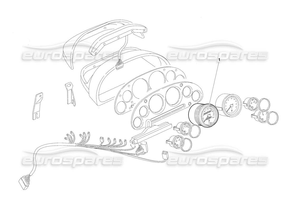 lamborghini diablo vt (1994) strumenti del cruscotto - (valido per l'australia - versione rh d. - 1994 aprile) diagramma delle parti