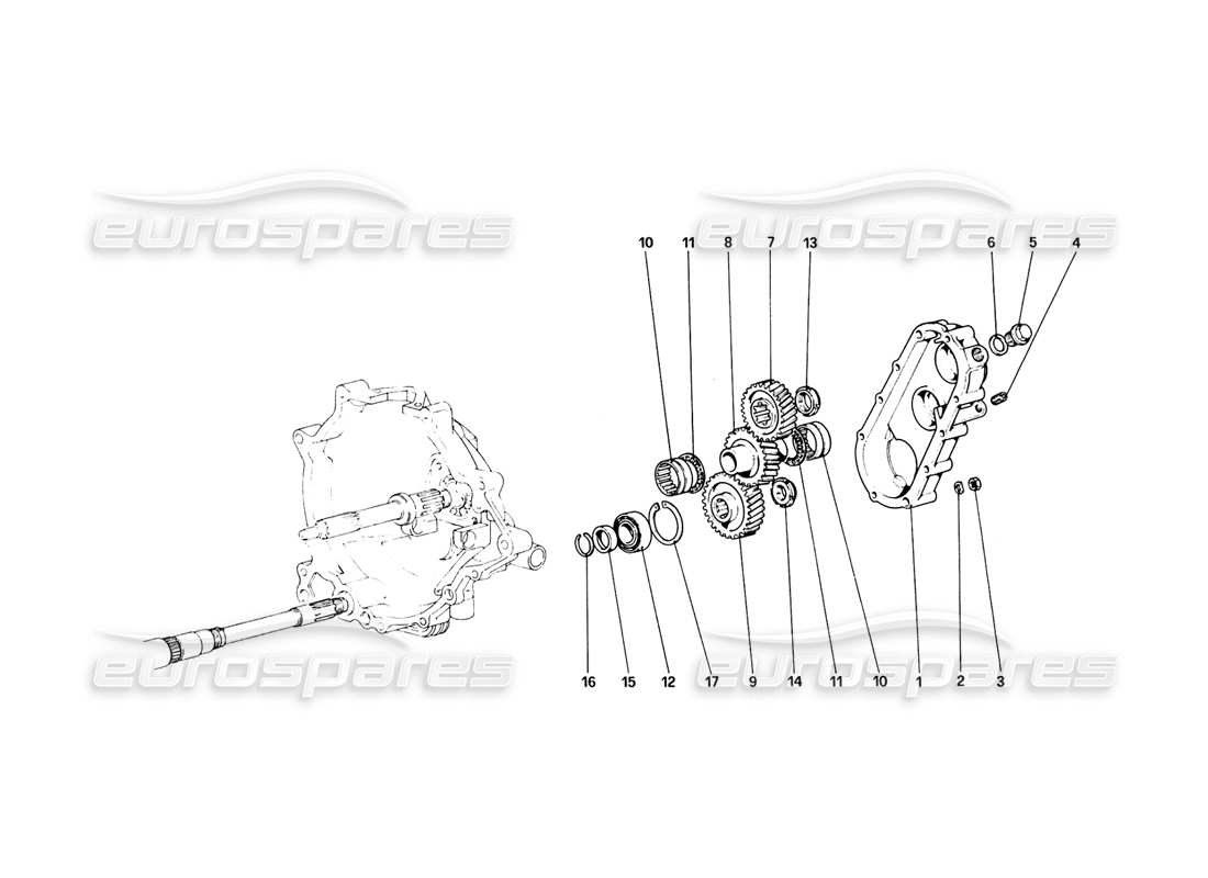 ferrari 308 quattrovalvole (1985) diagramma delle parti della trasmissione del cambio