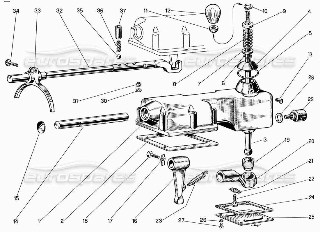 ferrari 330 gt 2+2 diagramma delle parti della leva del cambio