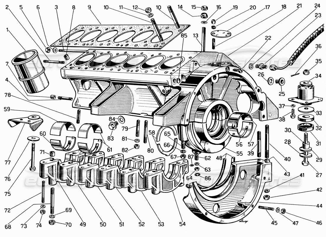 ferrari 330 gt 2+2 schema delle parti del basamento