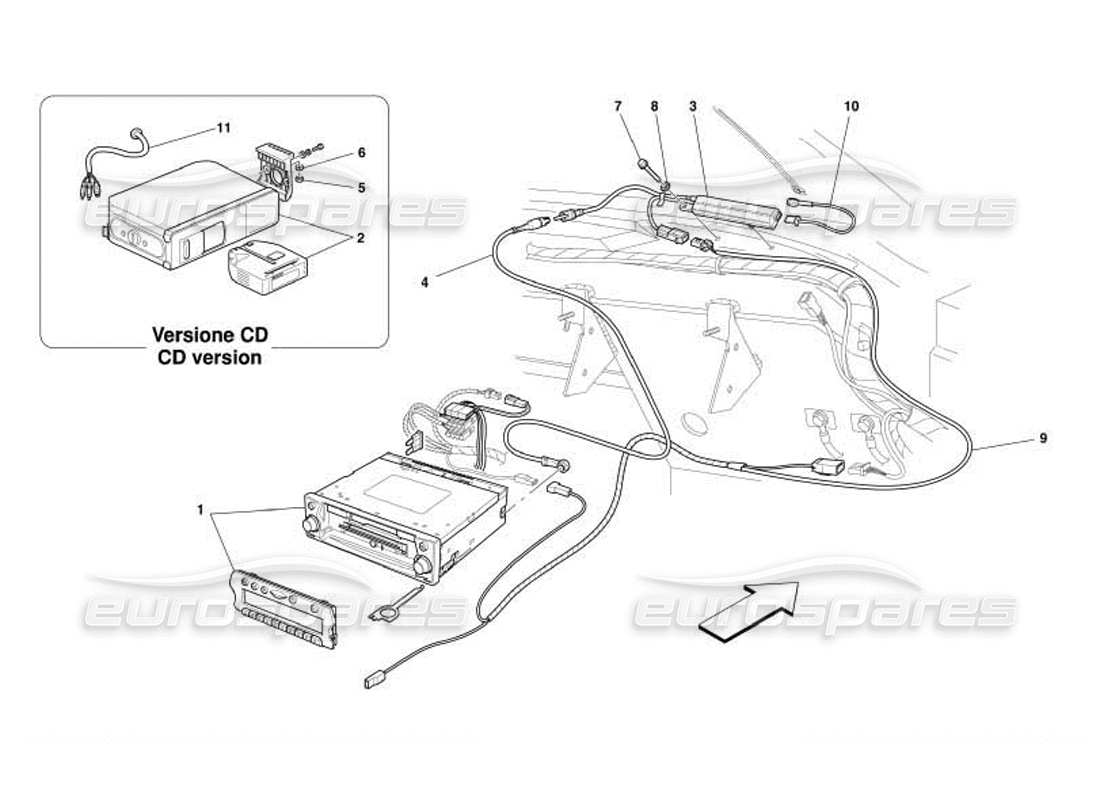 ferrari 550 barchetta diagramma delle parti dell'apparecchiatura stereo