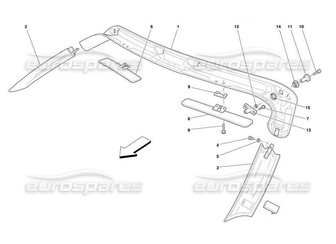 ferrari 550 barchetta schema delle parti della tappezzeria e degli accessori del pannello del tetto