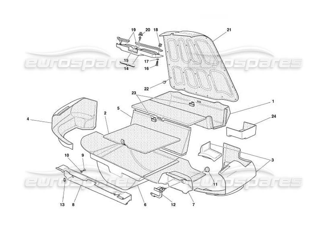 ferrari 550 barchetta schema delle parti della tappezzeria del bagagliaio