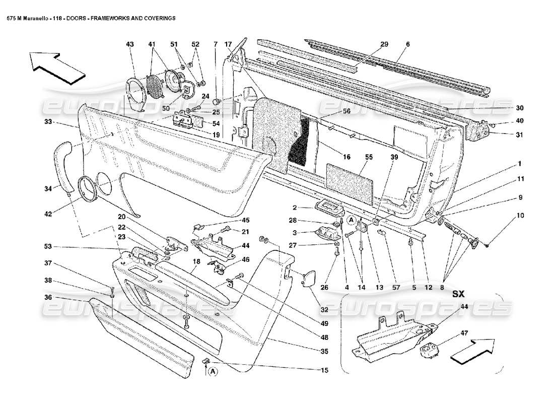 ferrari 575m maranello schema delle parti delle strutture e dei rivestimenti delle porte