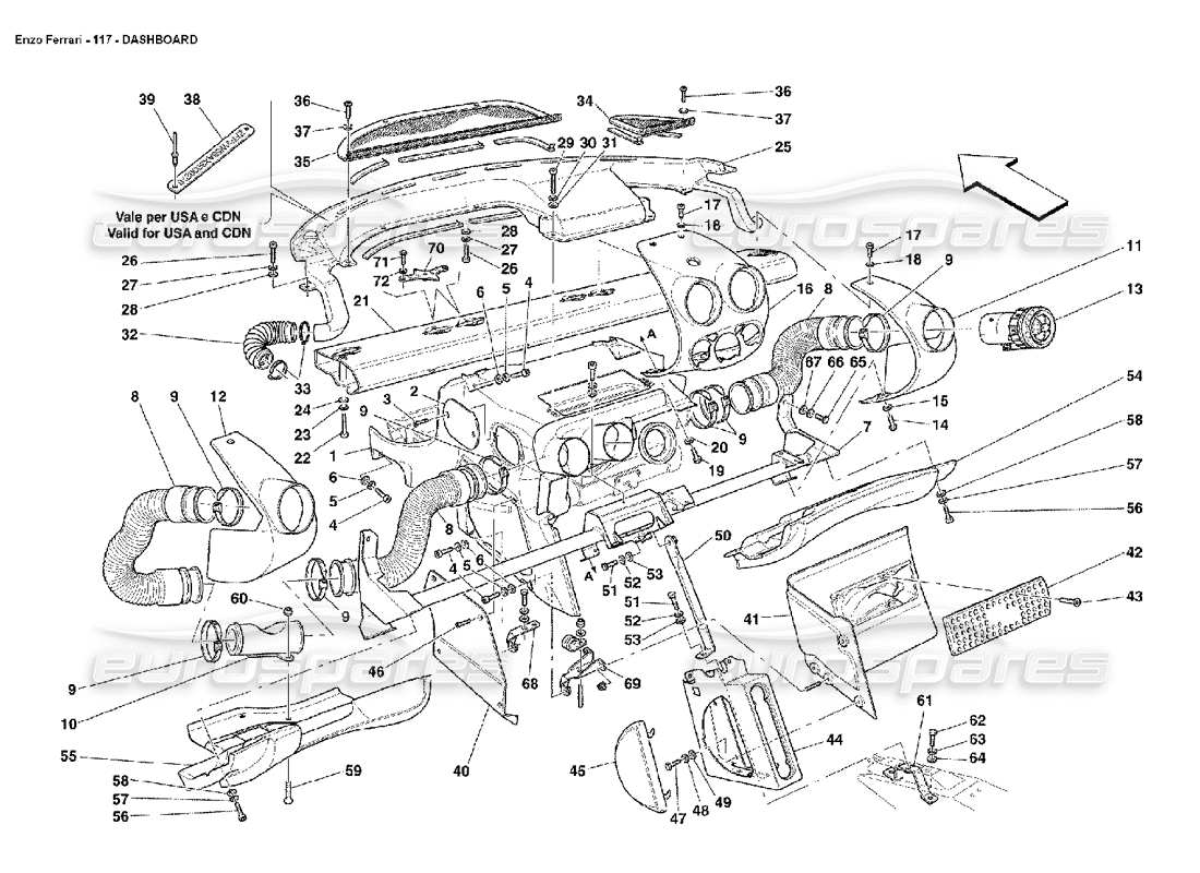 ferrari enzo diagramma delle parti del cruscotto