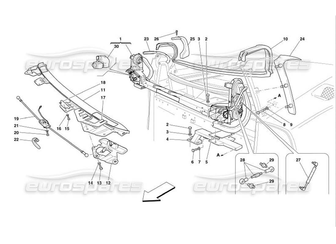 ferrari 575 superamerica movimento e chiusura del tetto apribile diagramma delle parti