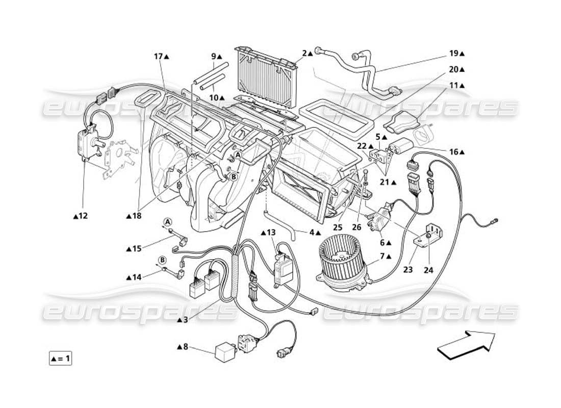 maserati 4200 spyder (2005) diagramma delle parti del gruppo evaporatore