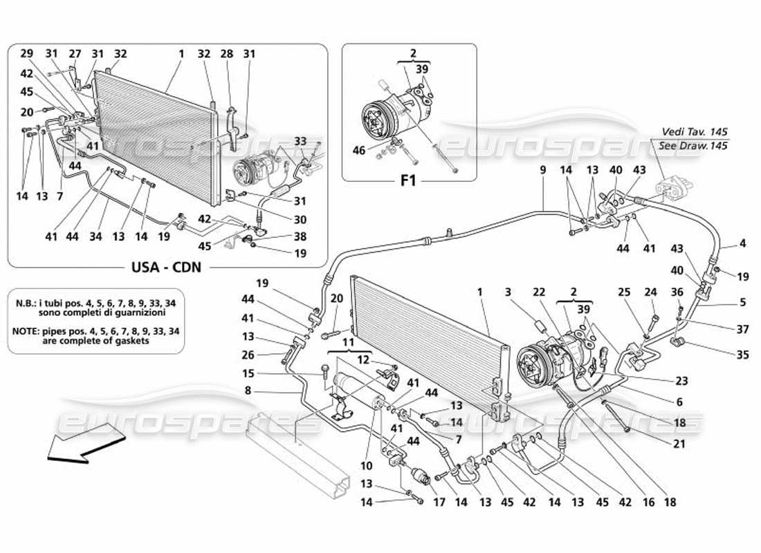 maserati 4200 spyder (2005) sistema di aria condizionata diagramma delle parti