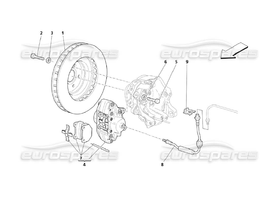 maserati qtp. (2006) 4.2 parti frenanti delle ruote posteriori diagramma delle parti