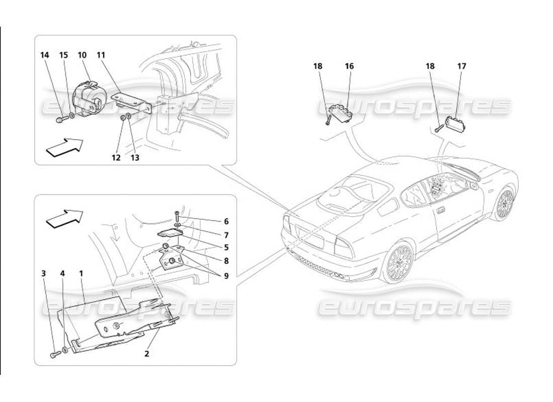 maserati 4200 gransport (2005) schema delle parti dei quadri e dei dispositivi elettrici antifurto