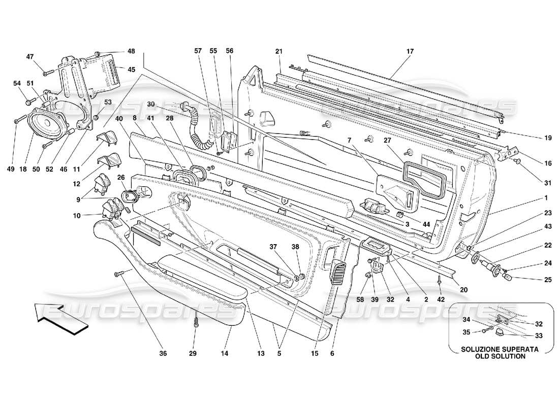 ferrari 456 gt/gta porte - schema parte struttura e rivestimenti