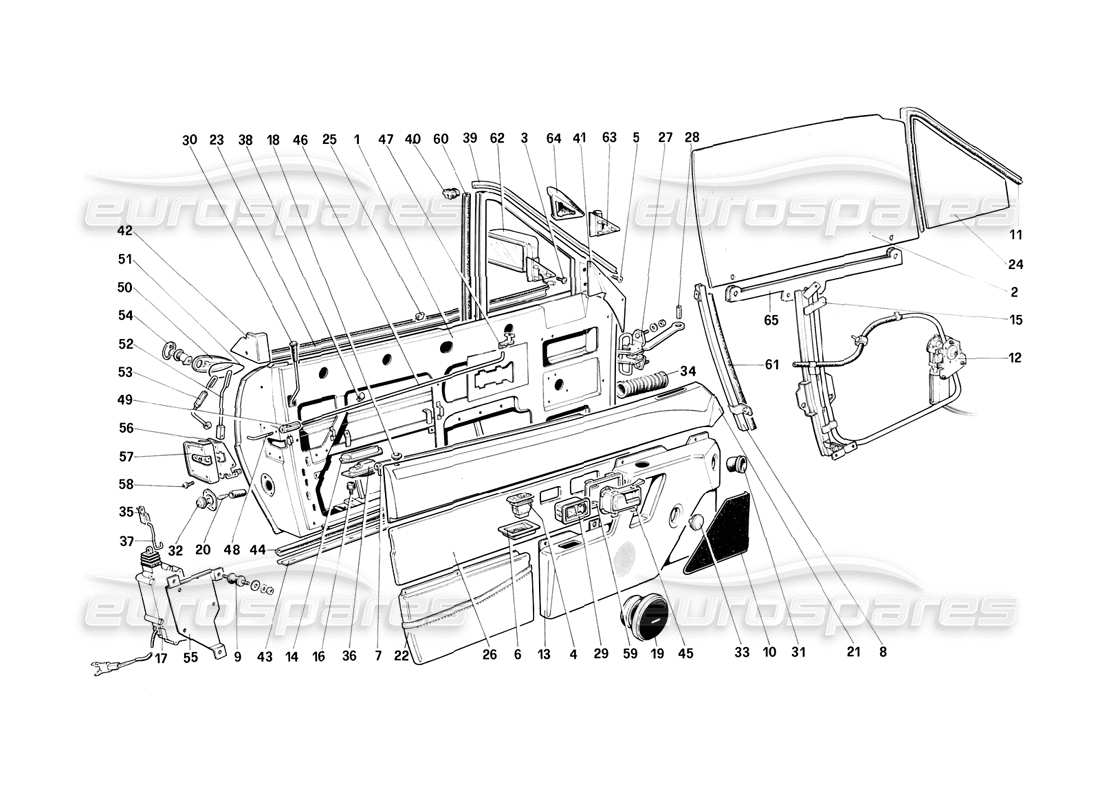 ferrari mondial 3.2 qv (1987) porte: diagramma delle parti della cabriolet