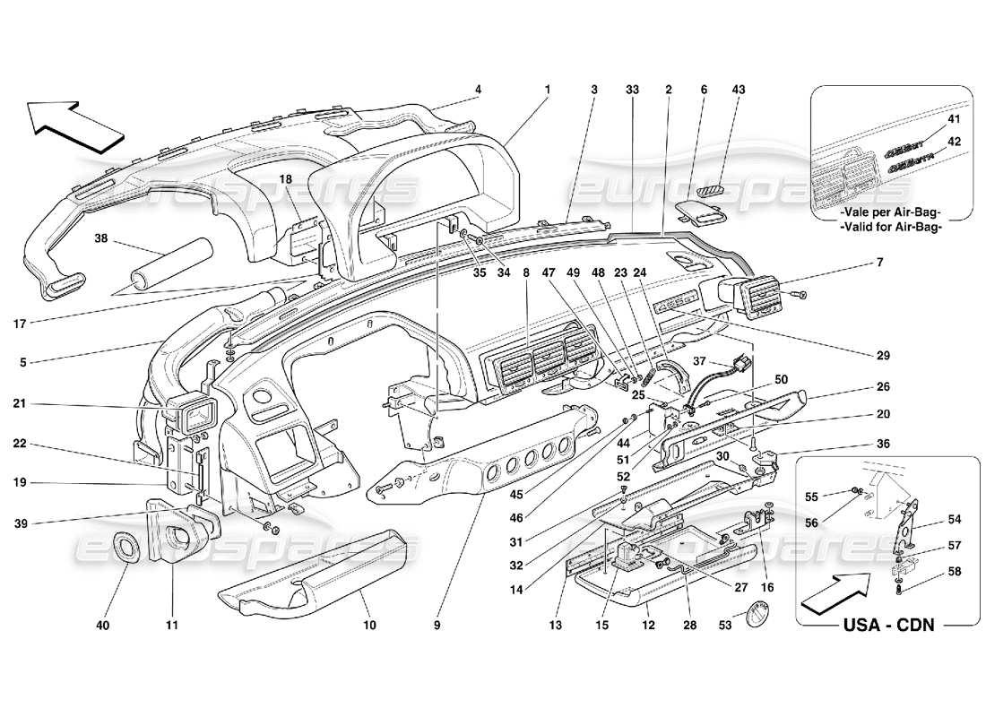 ferrari 456 gt/gta diagramma delle parti del cruscotto