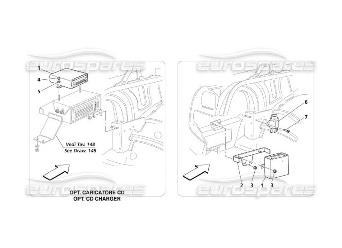 maserati 4200 spyder (2005) schema delle parti dell'unità di controllo del cofano del bagagliaio lato sinistro