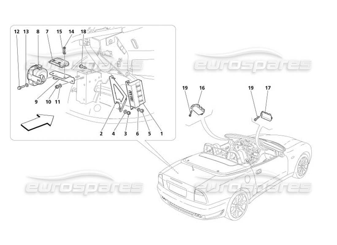 maserati 4200 spyder (2005) quadri e dispositivi elettrici antifurto diagramma delle parti