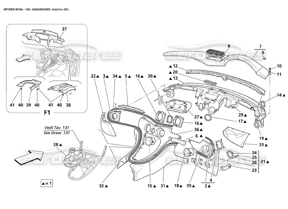 maserati 4200 spyder (2004) dashboard valid for gd part diagram